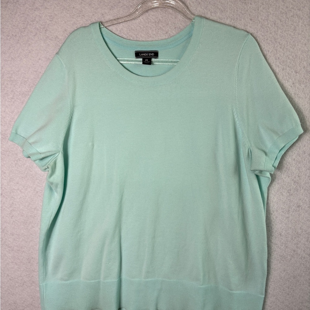Lands' End Women's Light Green Short Sleeve Top Size 2X